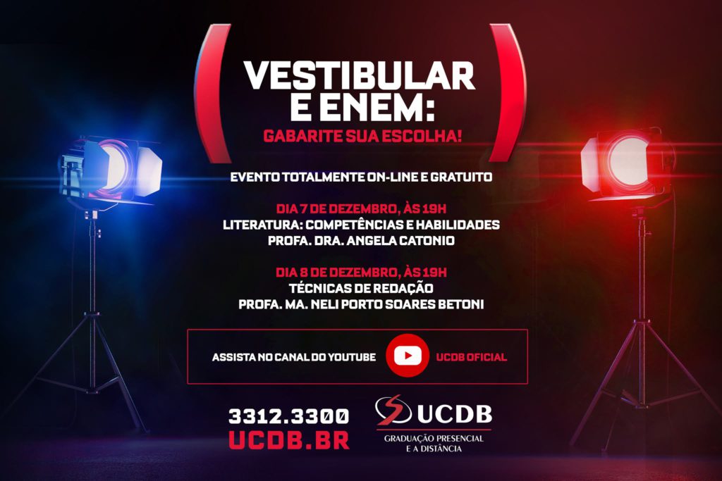 Dicas de literatura e redação para o vestibular são temas de live da UCDB